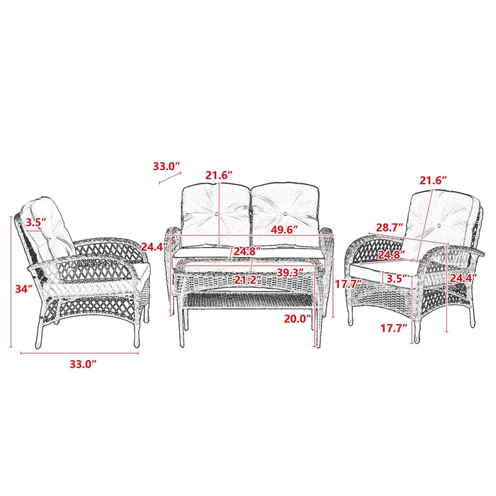 4pcs Outdoor FurnitureModern Wicker set