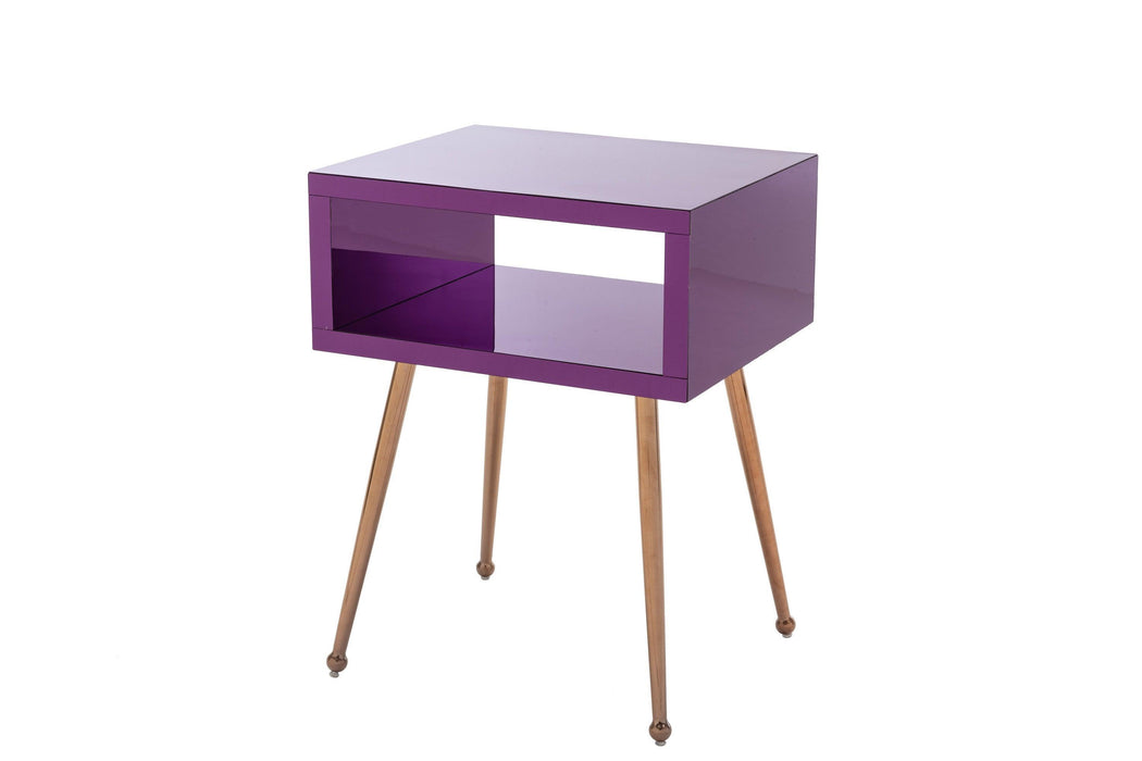 MIRROR END TABLE  MIRROR NIGHTSTAND   END&SIDE TABLE  (Purple color)