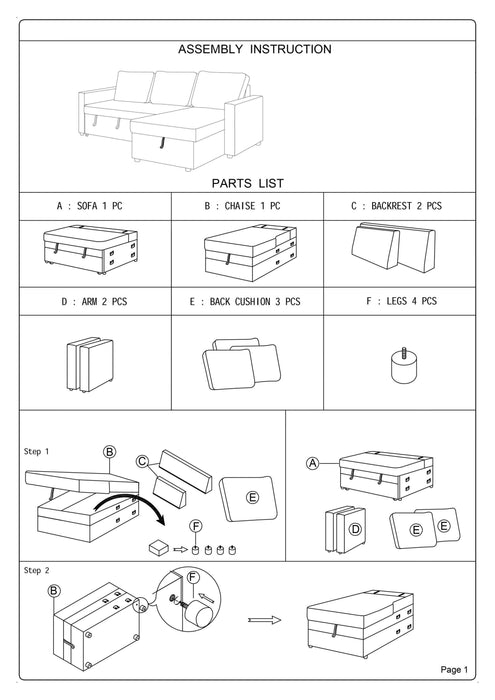 Living Room Furniture Convertible Sectional Blue Grey Color Polyfiber Reversible ChaiseStorage Sofa Pull Out bed Couch