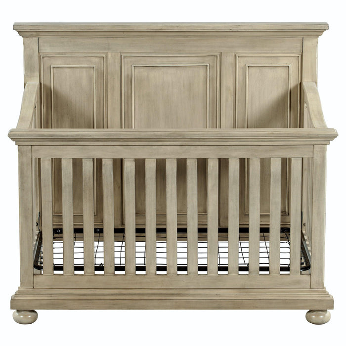 3 Pieces Nursery Sets Traditional Farmhouse Style 4-in-1 Convertible Crib +Dresser with Changing Topper, Stone Gray