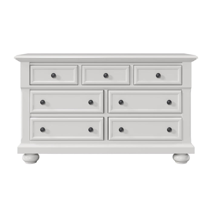 Solid Wood Seven-Drawer Dresser with Changing Topper for Nursery, Kid’s Room, Bedroom, White