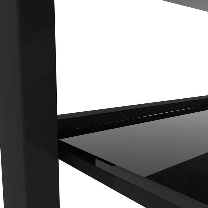 Black glass coffee table,Modern and simple, black living room coffee table, side table