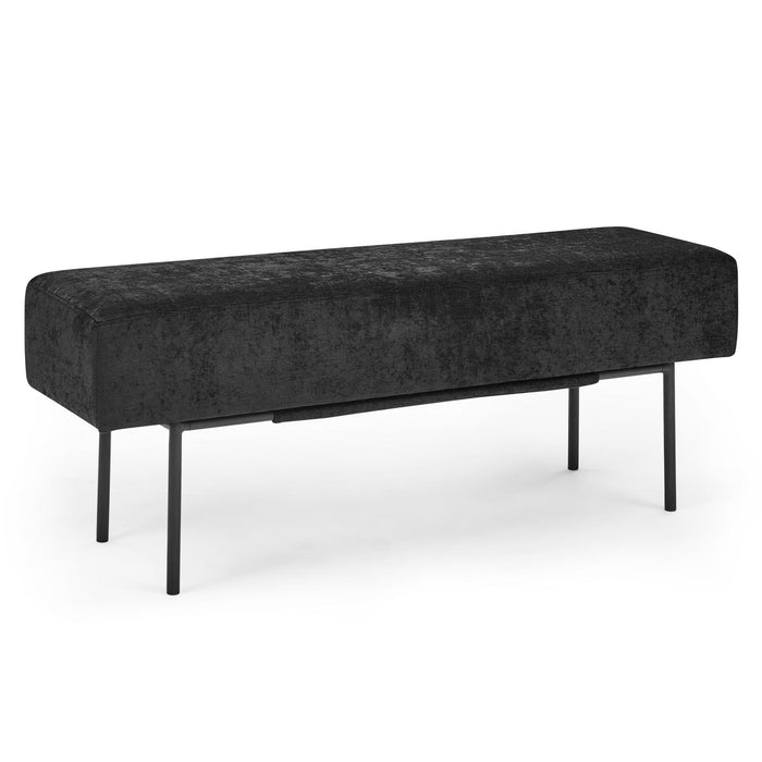 Contemporary Style Bedroom Chenille Upholstered Bench, Black,( 45'' x13''x 17''）