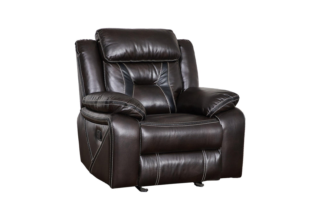 Reclining upholstered manual puller in faux leather, Brown 38.58*38.58*40.16