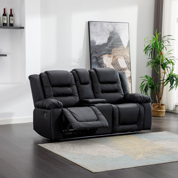 Home Theater Seating Manual Recliner, PU Leather Reclining Loveseat for Living Room