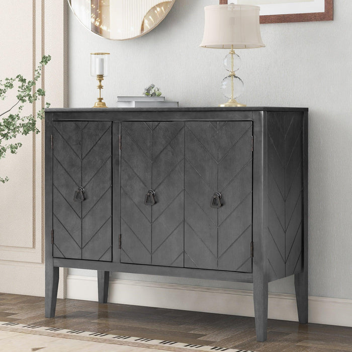 AccentStorage Cabinet Wooden Cabinet with Adjustable Shelf, Antique Gray, Entryway, Living Room, Bedroom