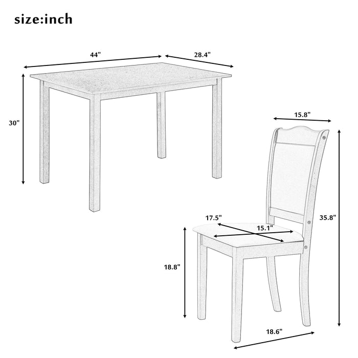 5-Piece Wood Dining Table Set Simple Style Kitchen Dining Set Rectangular Table with Upholstered Chairs for Limited Space (Espresso)