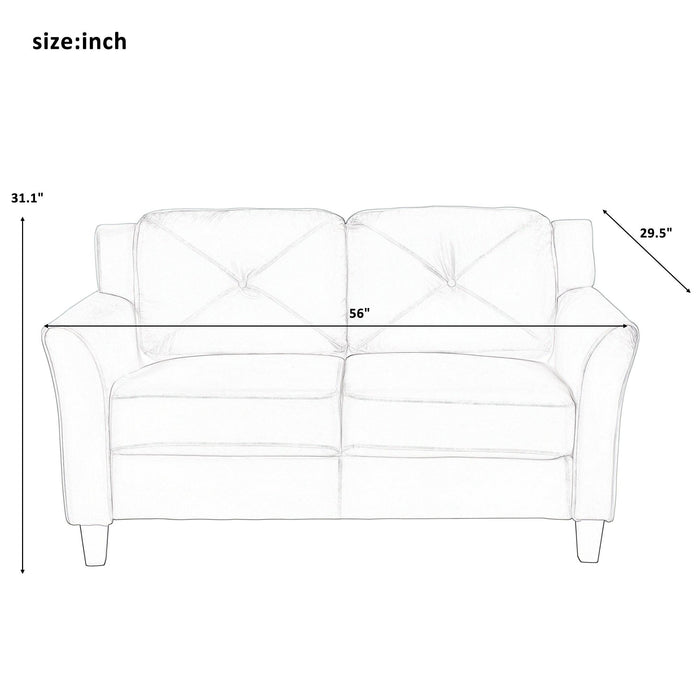 Button Tufted 3 Piece Chair Loveseat Sofa Set