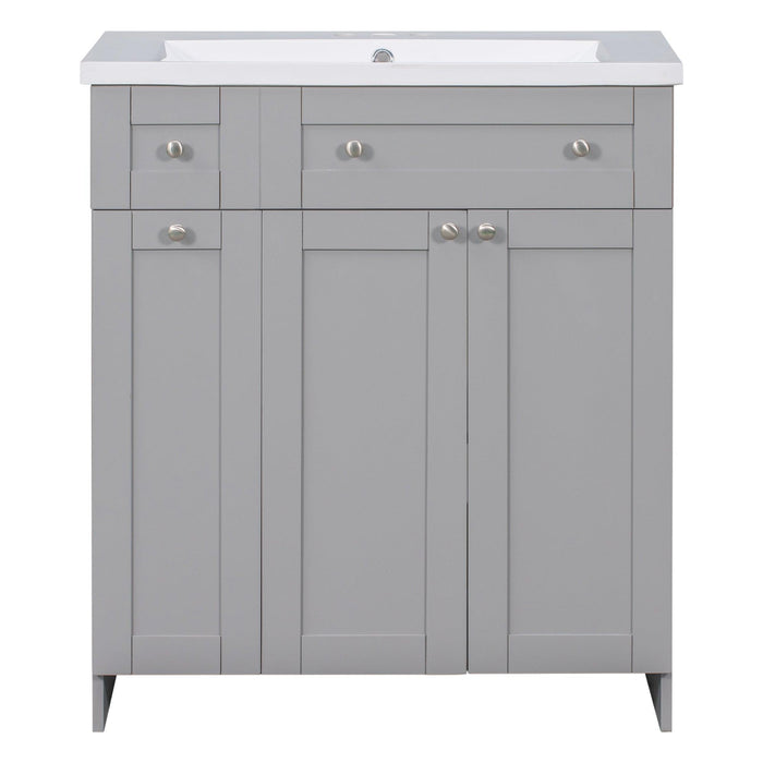 30" Bathroom vanity with Single Sink in grey,Combo Cabinet Undermount Sink,BathroomStorage Cabinet,Solid Wood Frame