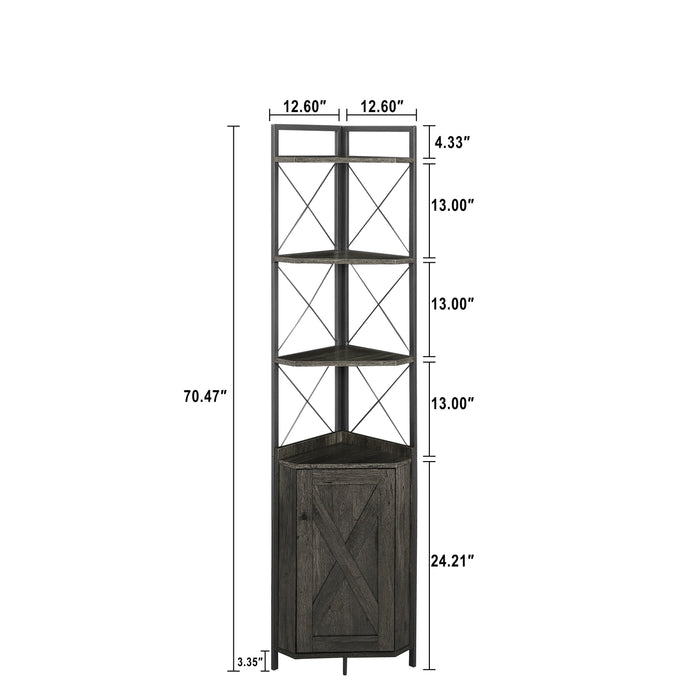 Corner Shelf 5-Tier withStorage，Corner cabinet Bookshelf StandStorage Rack(Dark Grey)