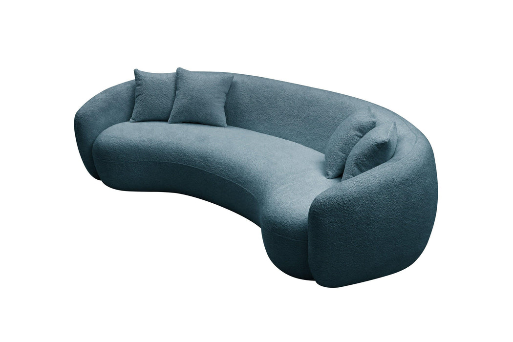 102''  Boucle SofaModern Sectional Half Moon Leisure Couch Curved Sofa Teddy Fleece Velet  Blue