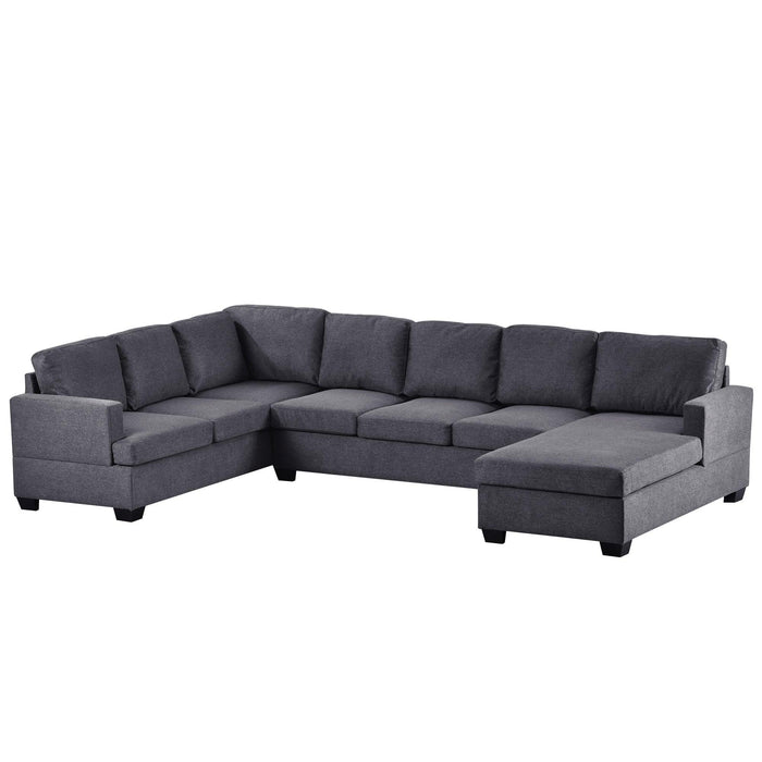 Modern Large Upholstered  U-Shape Sectional Sofa, Extra Wide Chaise Lounge Couch,  Grey