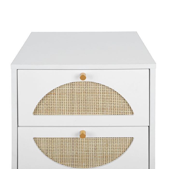 Natural rattan，4 drawer cabinet，Suitable for living room, bedroom and study，DiversifiedStorage