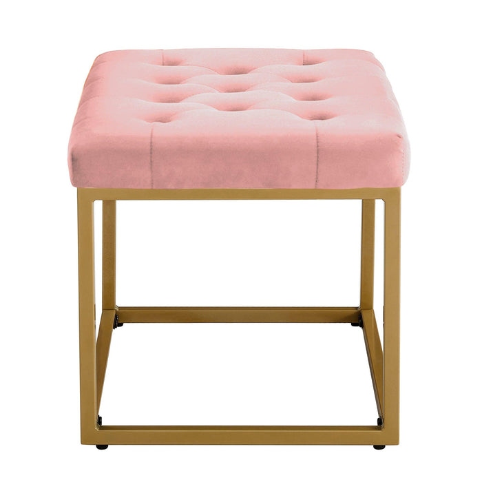 VelvetShoe Changing Stool, Footstool, Square Cushion Foot Stool, Sofa stool, Rest stool,Low Stool .Step Stool, Small Footrest .Suitable for Clothes Shop,Living Room, Porch, Fitting Room.Pink Bench