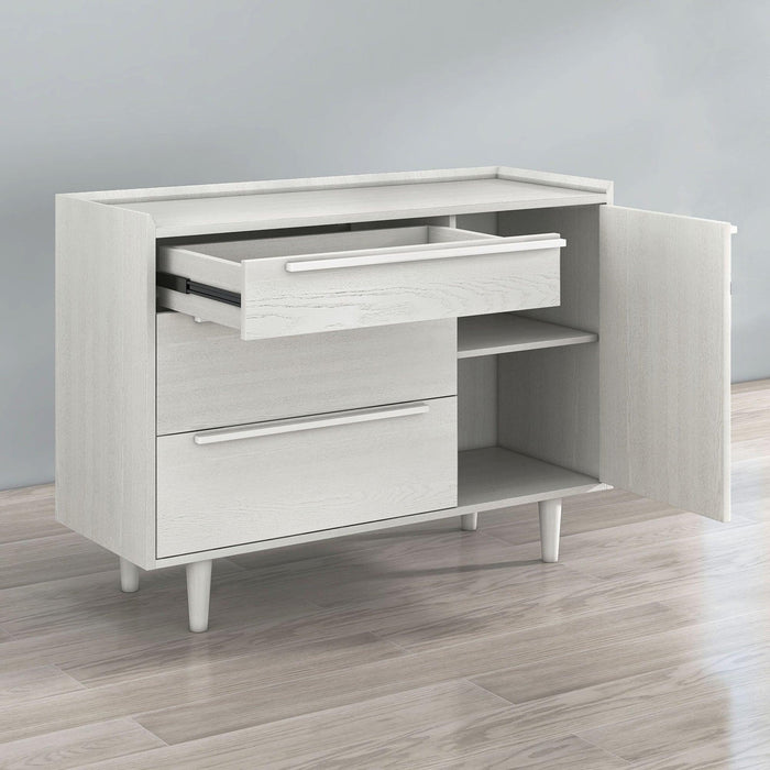 Modern Style Manufactured Wood 3-Drawer Dresser with Solid Wood Legs, White