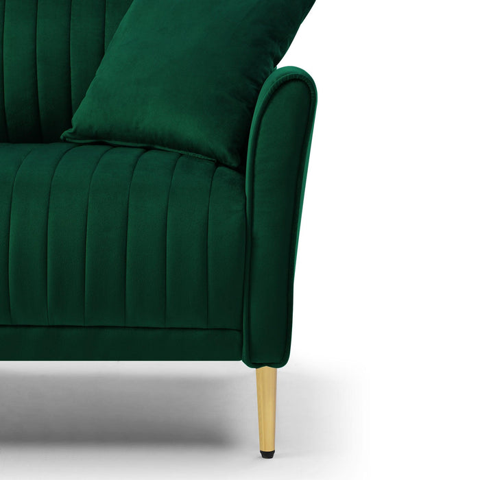 The green sofa without armrests is not sold separately and needs to be combined with other parts or multiple seats.