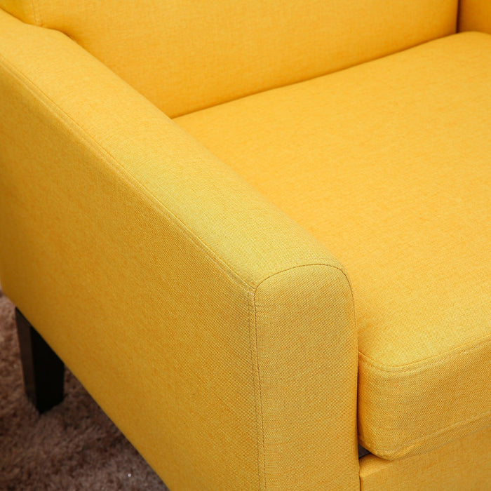 Fabric Accent Chair for Living Room, Bedroom Button Tufted Upholstered Comfy Reading Accent Chairs Sofa (Yellow)