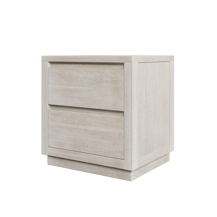 Modern Style Soild Wood 2-Drawer Nightstand Side Table for Bedroom, Living Room, Stone Gray