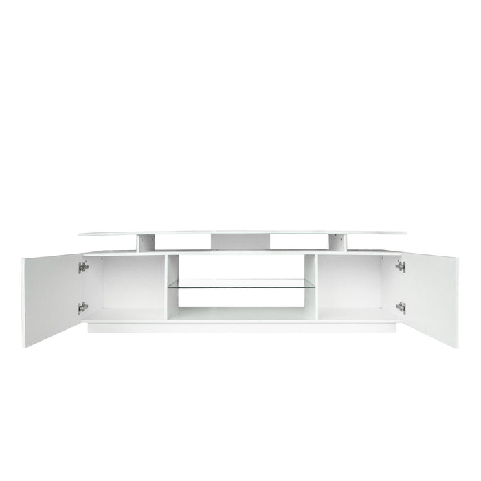 White TV Stand for 80 Inch TV Stands, Media Console Entertainment Center Television Table, 2Storage Cabinet with Open Shelves for Living Room Bedroom