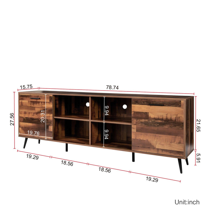 TV Stand Mid-Century WoodModern Entertainment Center AdjustableStorage Cabinet TV Console for Living Room