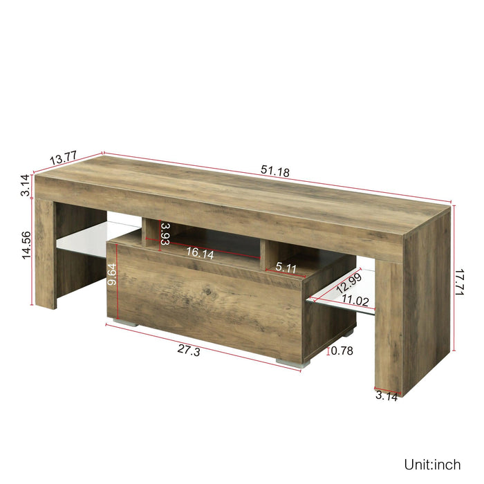 TV Stand with LED RGB Lights,Flat Screen TV Cabinet, Gaming Consoles - in Lounge Room, Living Room,WOOD