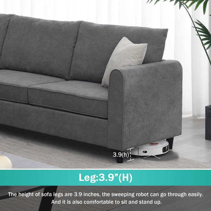 91*91"Modern Upholstered Living Room Sectional Sofa, L Shape Furniture Couch with 3 Pillows