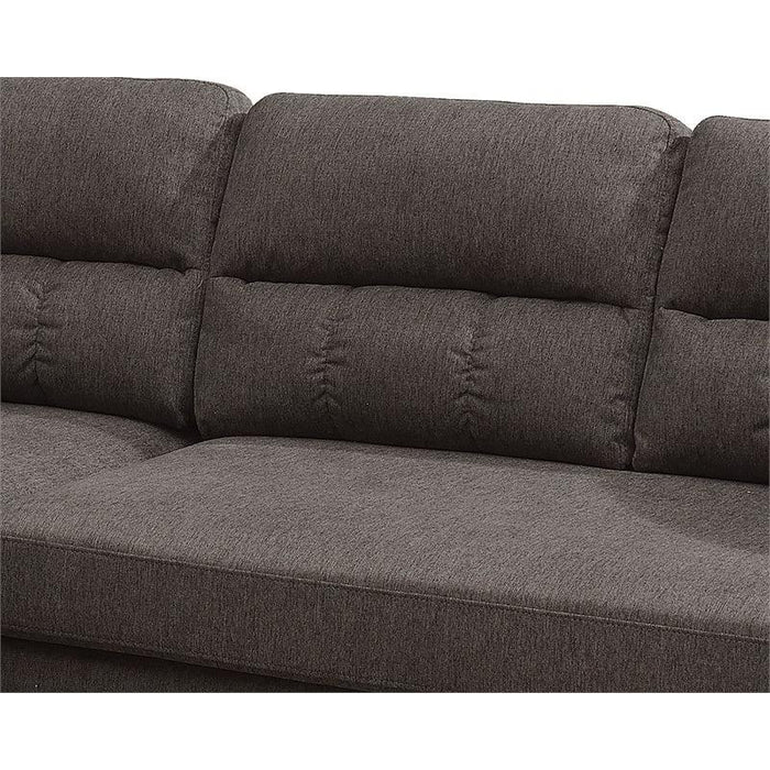 Tan Color Polyfiber Reversible Sectional Sofa Set Chaise Pillows Plush Cushion Couch Nailheads