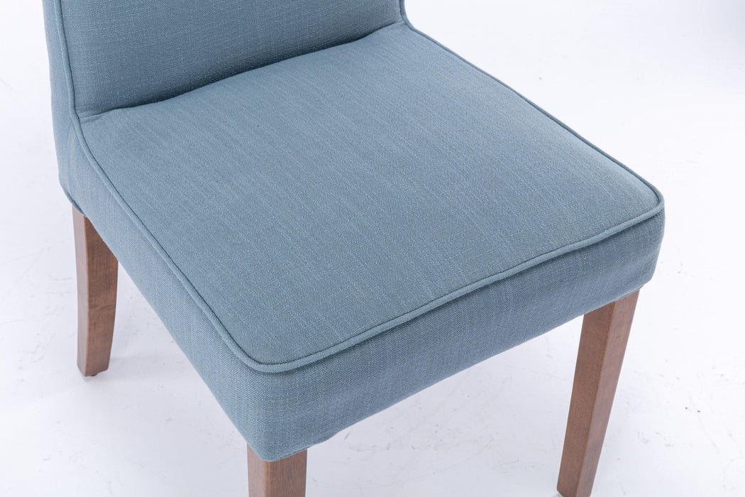 Cover Removable Interchangeable and Washable Blue Linen Upholstered Parsons Chair with Solid Wood Legs 2 PCS