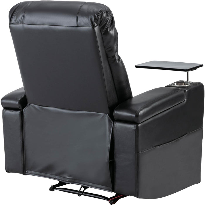 Premium Power Recliner withStorage Arms, Cupholders, Swivel Tray Table and Cell Phone Stand,Black