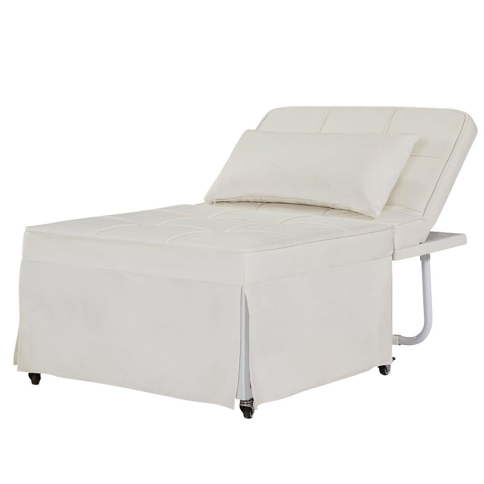 Velvet Folding Sofa Bed Sleeper Chair with Adjustable Backrest .