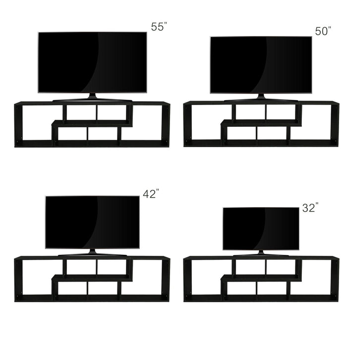 Double L-Shaped TV Stand，Display Shelf ，Bookcase for Home Furniture,Black