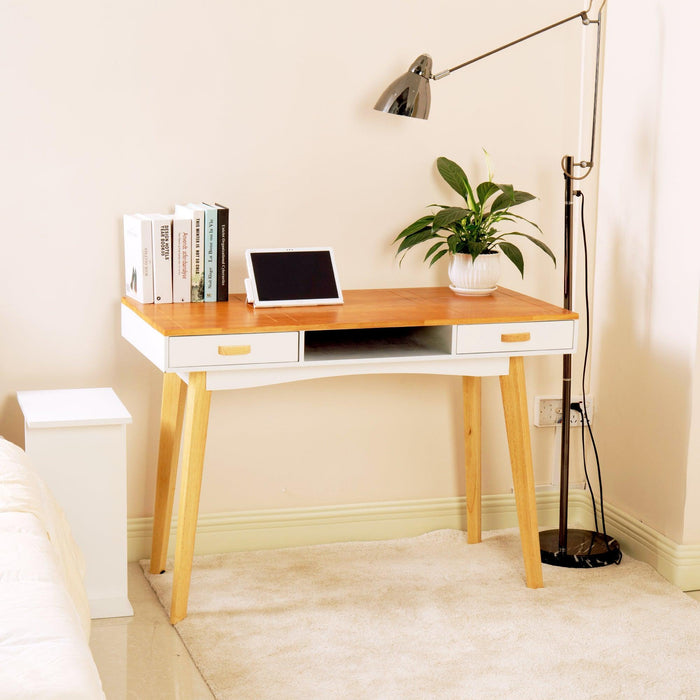 Wooden Vanity table Makeup Dressing Desk Writing Desk Computer Table with Solid Wood Top Panel