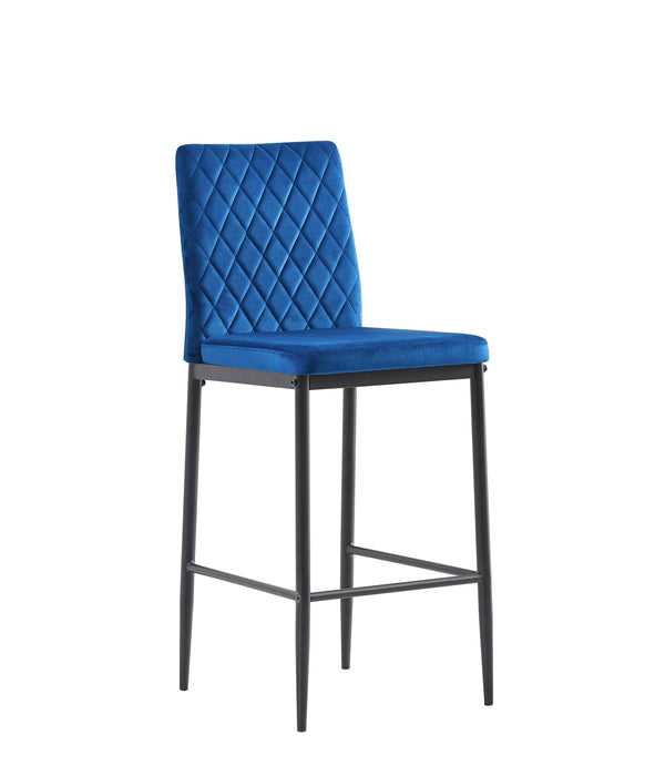 Blue bar stool, velvet stool,Modern bar chair, bar stool with metal legs, kitchen stool, dining chair, 2-piece set