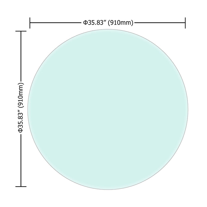 36" Inch Round Tempered Glass Table Top Clear Glass 1/2" Inch Thick Beveled Polished Edge