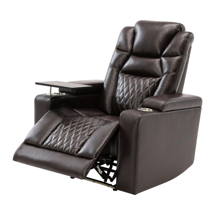 Motion Recliner with USB Charging Port and Hidden ArmStorage, Home Theater Seating with 2 Convenient Cup Holders Design and 360° Swivel Tray Table