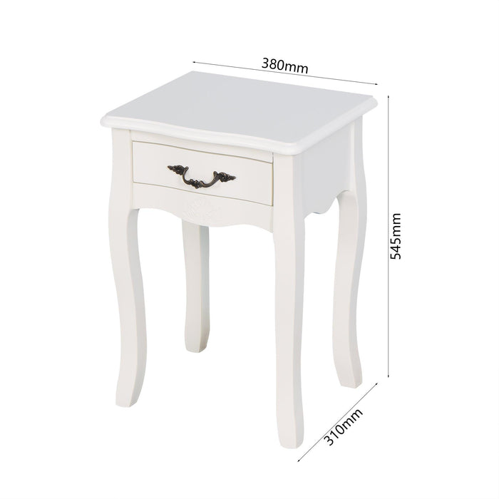 White Living Room Floor-standingStorage Table with a Drawer, 4 Curved Legs