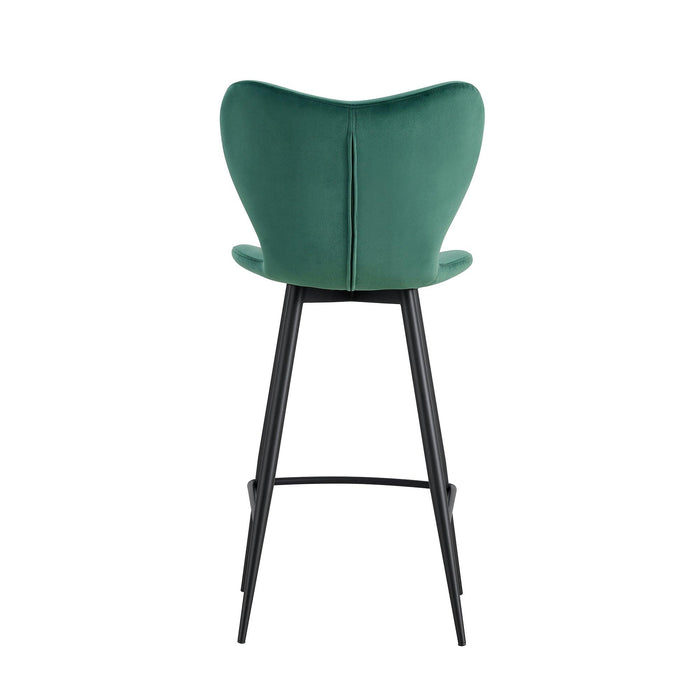 Dark Green Velvet Chair Barstool Dining Counter Height Chair Set of 2