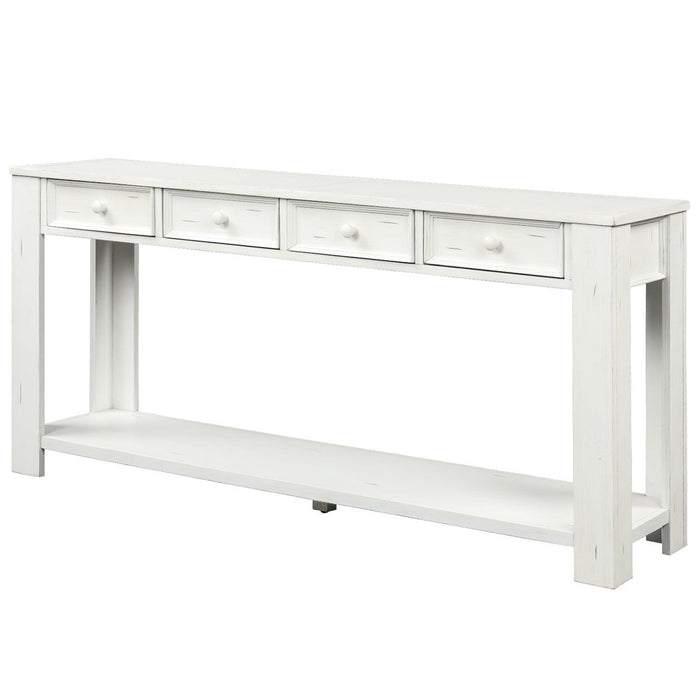 Console Table for Entryway Hallway Sofa Table withStorage Drawers and Bottom Shelf ( Antique White)