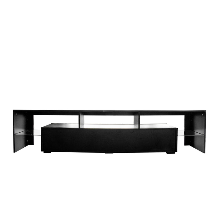 Modern gloss black TV Stand for 80 inch TV , 20 Colors LED TV Stand w/Remote Control Lights