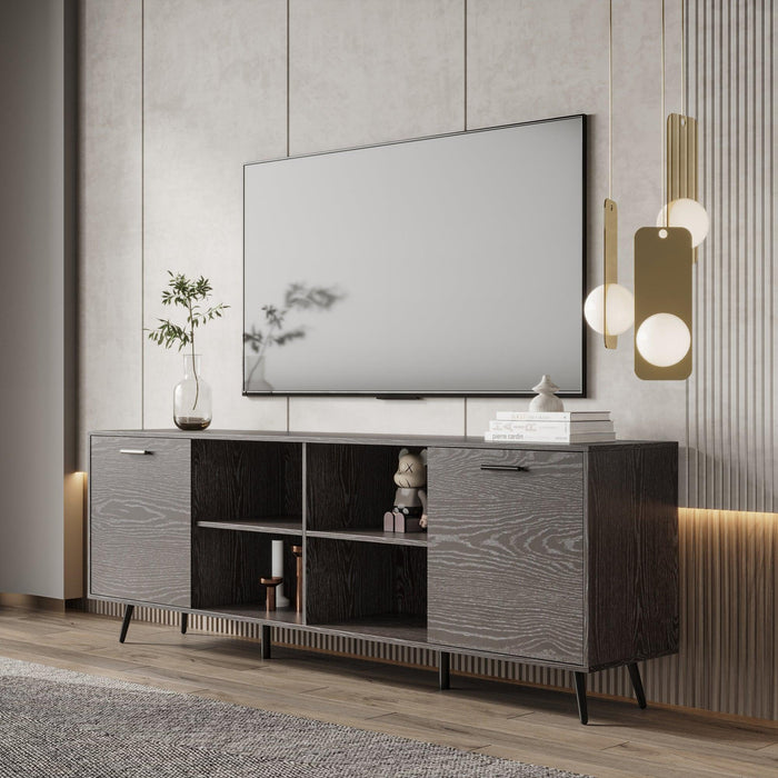 TV Stand Mid-Century WoodModern Entertainment Center AdjustableStorage Cabinet TV Console for Living Room