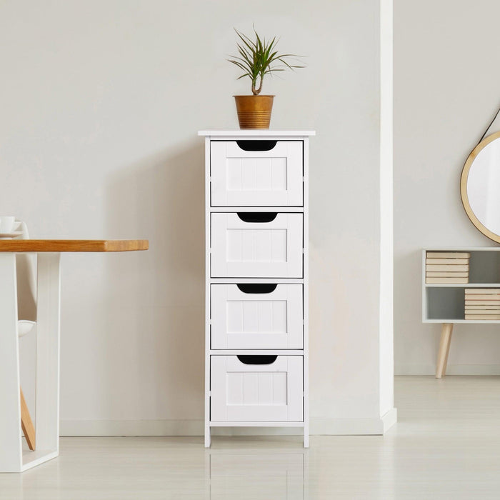 White BathroomStorage Cabinet, Freestanding Cabinet with Drawers