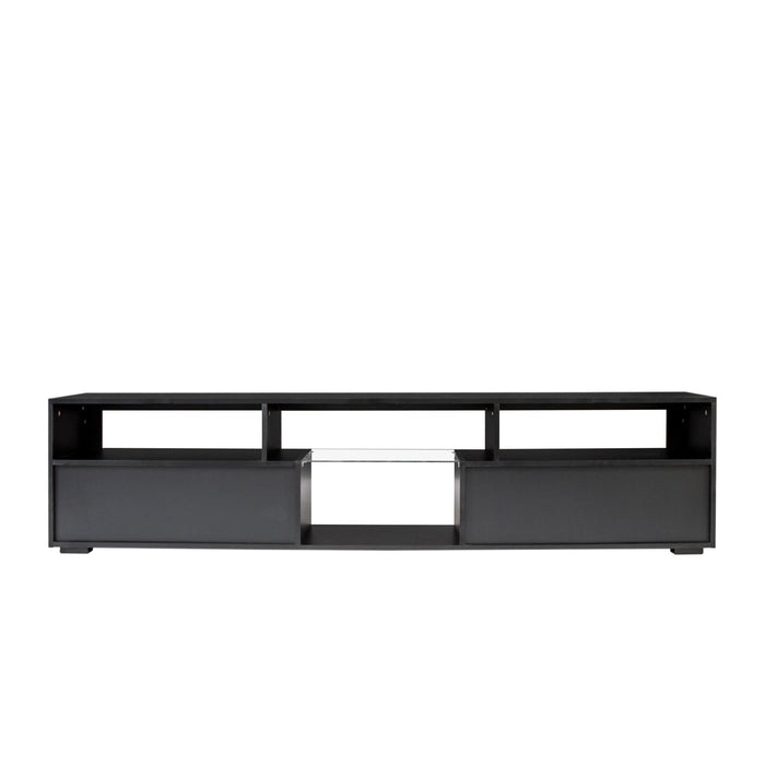 BlackModern simple TV cabinet，2Storage Cabinet with Open Shelves for Living Room Bedroom