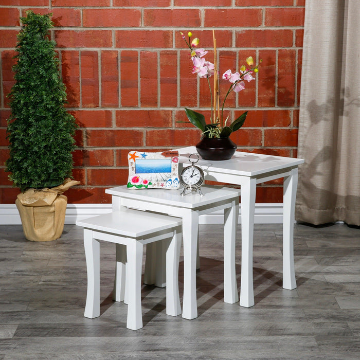 3-Piece Nesting Table Set, White