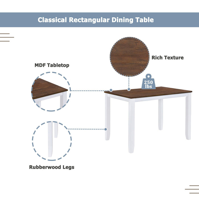 Rustic Minimalist Wood 5-Piece Dining Table Set with 4 X-Back Chairs for Small Places, White