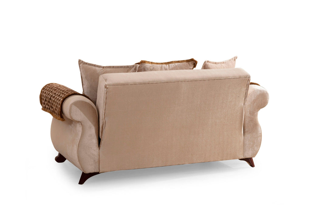 Carmen 2 Pc Seat Made With Chenille Upholstery in Beige Color