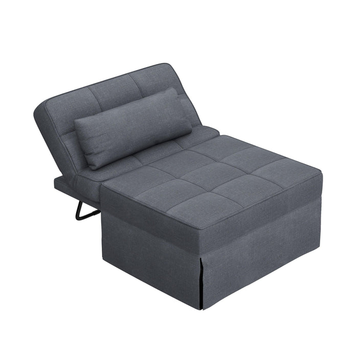 Living Room Bed Room Metal Frame with Dark Grey Upholstery Recliner Bed Ottoman