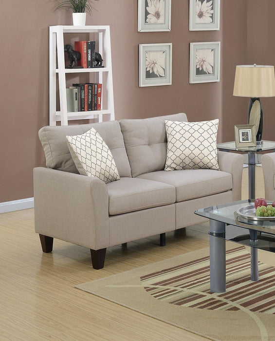 Living Room Furniture 2pc Sofa Set Sofa And Loveseat Beige Glossy Polyfiber Plywood Solid pine