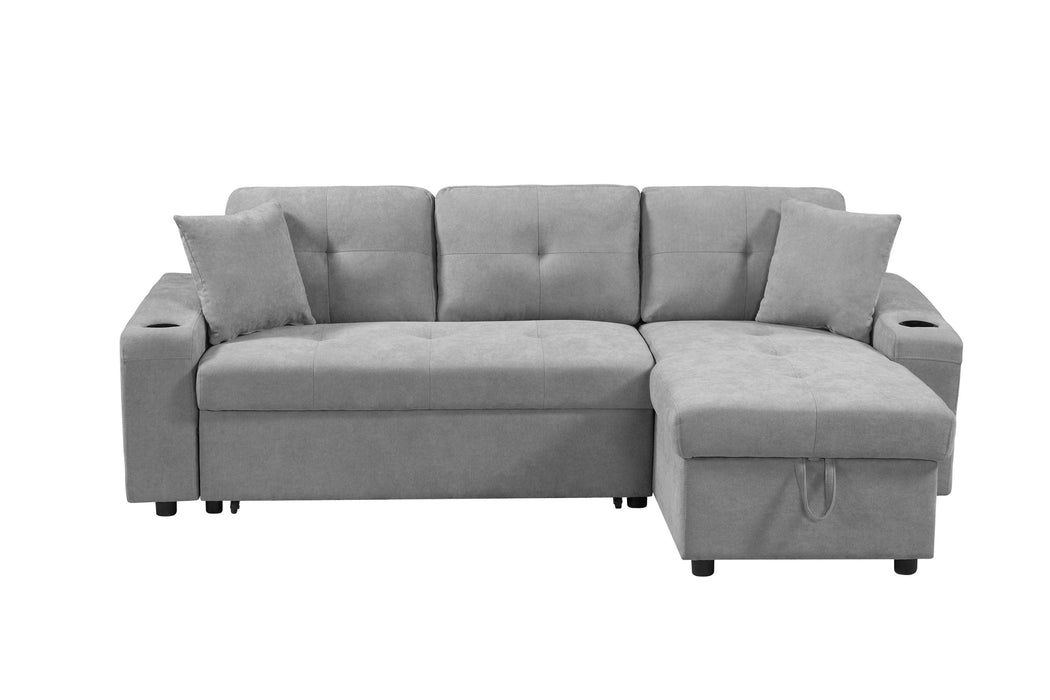 convertible corner sofa with armrestStorage, living room and apartment sectional sofa, right chaise longue and grey