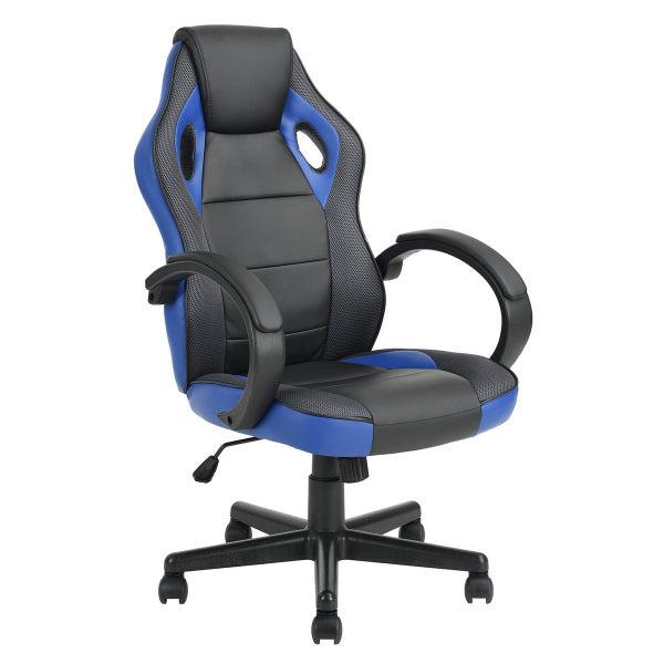 Gaming Office Chair with Fabric Adjustable Swivel, BLACK AND BLUE