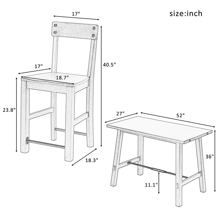 Minimalist industrial Style 5-Piece Counter Height Dining Table Set Solid Wood & Metal Dining Table with Four Chairs for Small Space (Espresso)